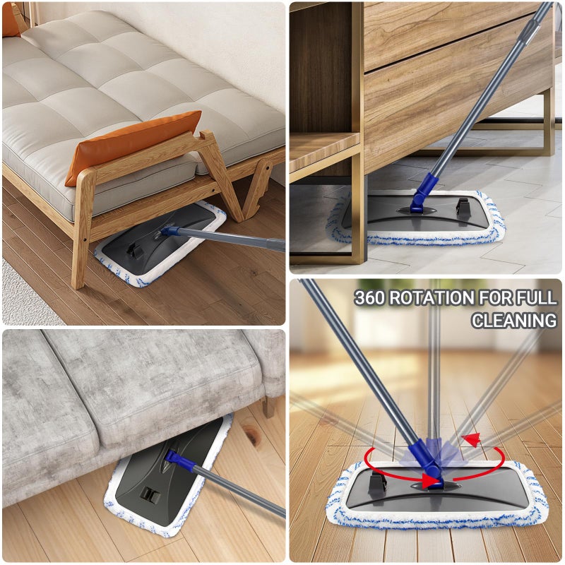 Masthome Extra Large Microfiber Mop for Floor Cleaning, 16â€œ Flat Mop with 5 Pad for Wet & Dry Use, Dust Mop for Hardwood Laminate Tile Ceramic, 1 Cleaning Scraper Included-Blue - Image 5